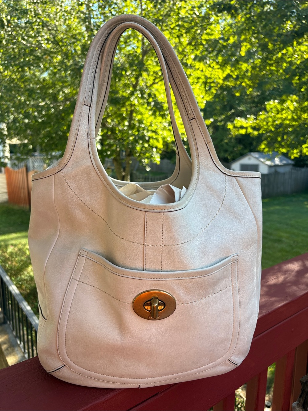 COACH Vintage Legacy Ergo XL Tote Bag Purse Handbag Very HTF In White 10744